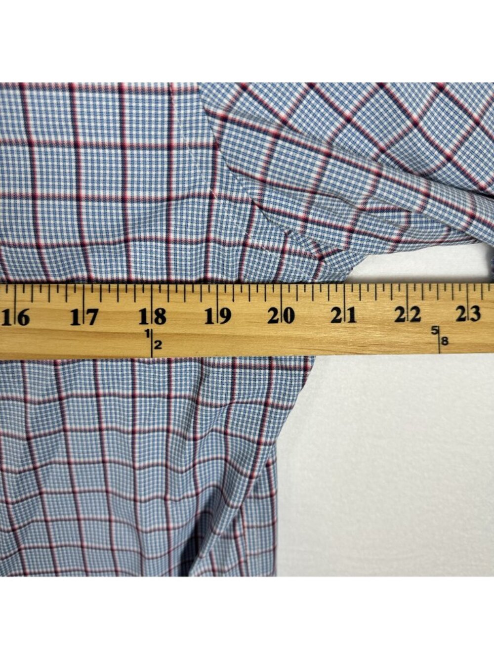 Untuckit Mens Medium Blue & Red Plaid Long Sleeve Button-Down Shirt - Picture 7 of 8
